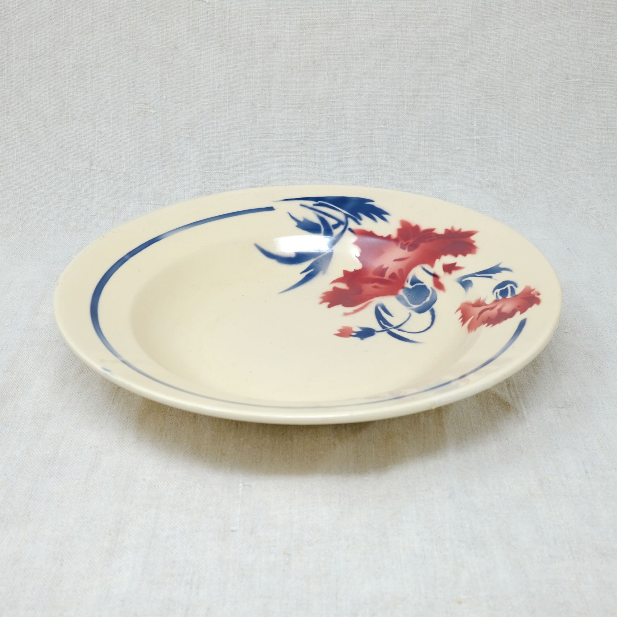 Blue circled red flower plate