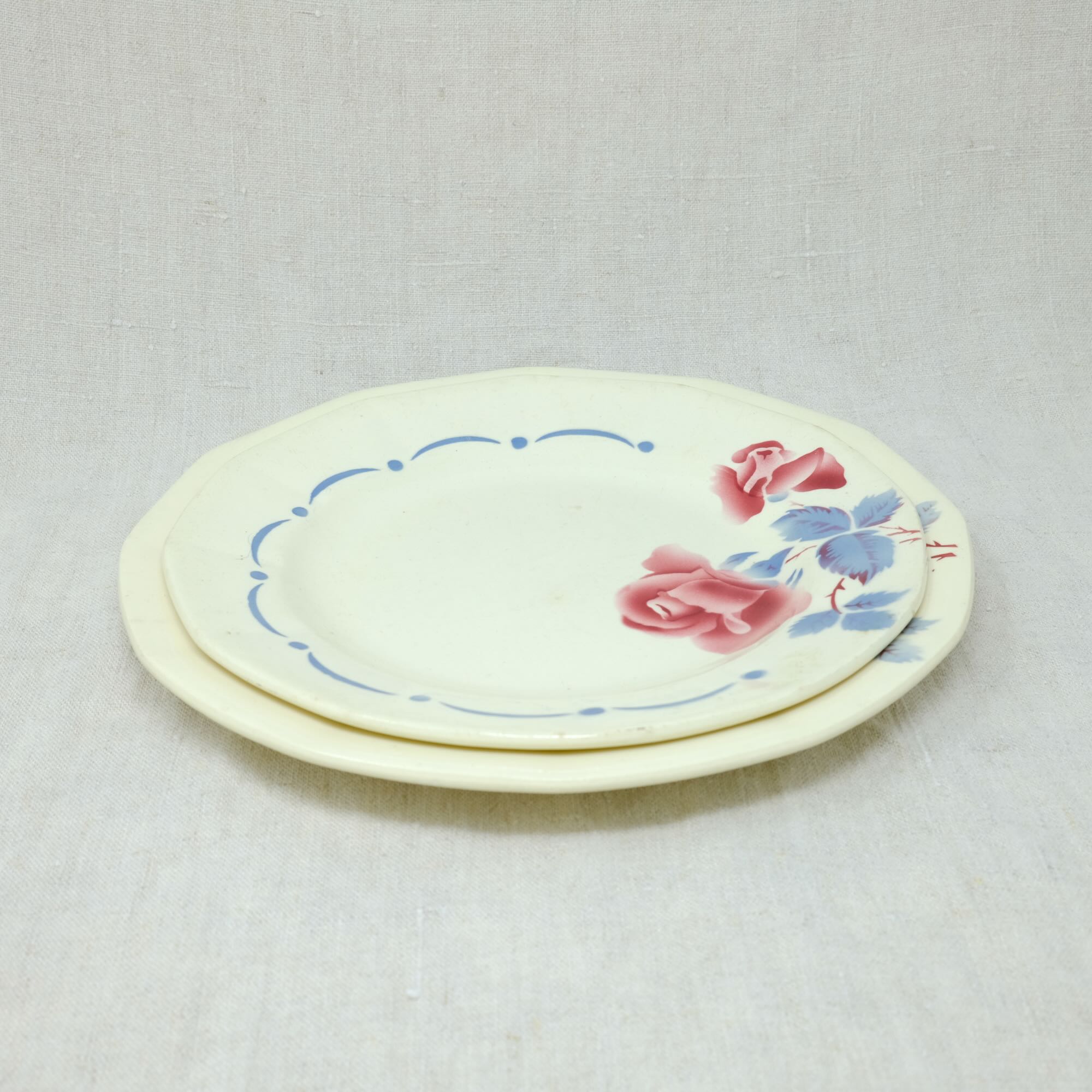 Red flower blue dots plate