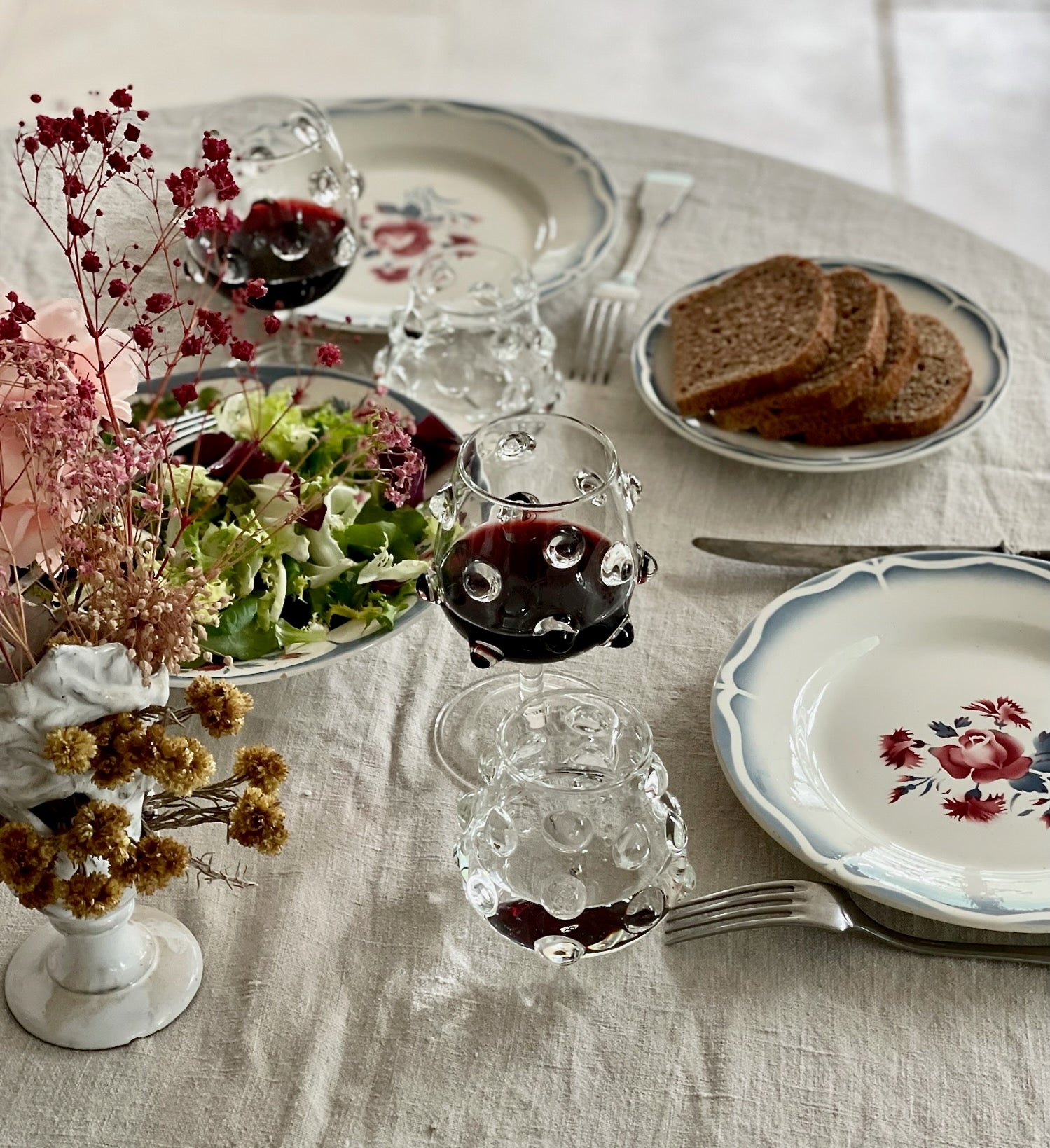 Red rose blue-framed plate-CARRON-Paris